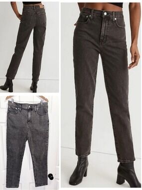 Madewell The Perfect Vintage Jeans Washed Black Grey High Rise Size 30